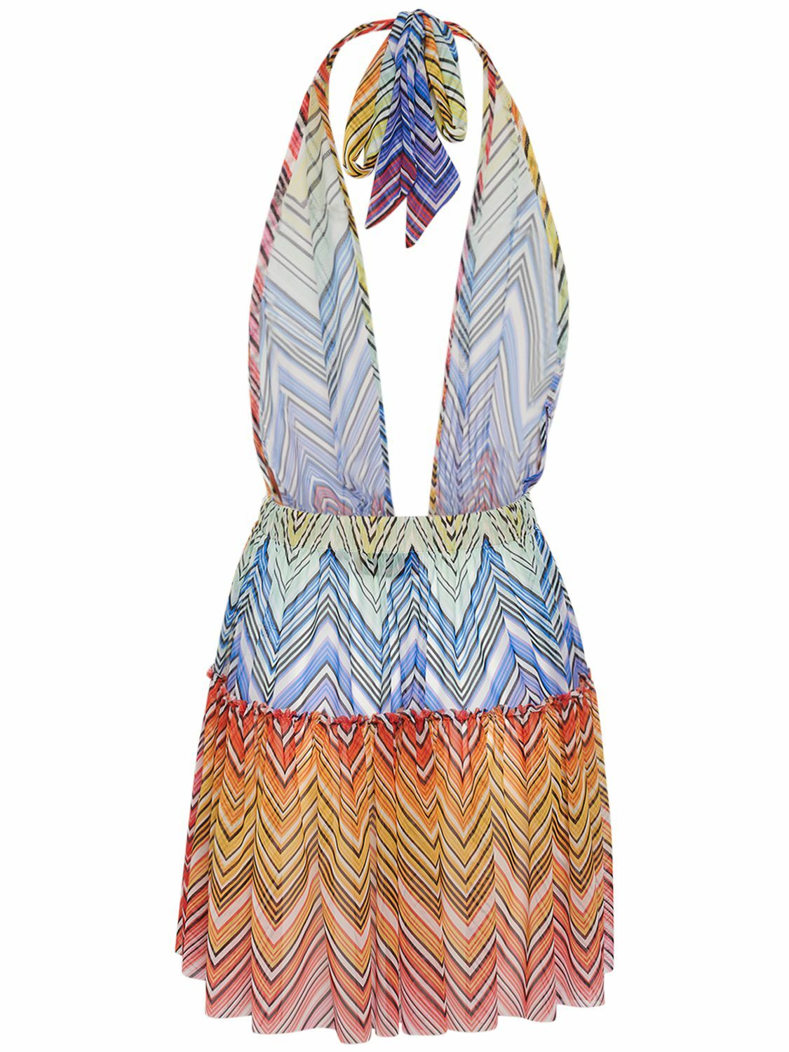 MISSONI - Chevron Print Tulle Mini Halter Dress Missoni
