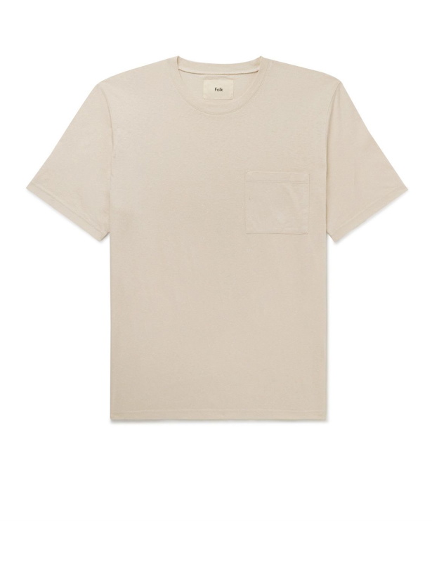Photo: Folk - Assembly Organic Cotton-Blend Jersey T-Shirt - Neutrals