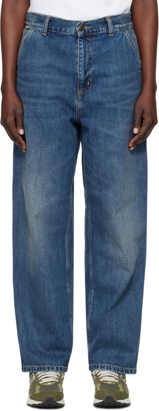 Photo: Carhartt Work In Progress Blue Brandon Single Knee Jeans
