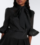 Zimmermann Pleated tie-neck minidress