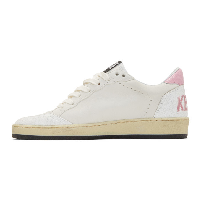 Golden Goose White and Pink Ball Star Sneakers