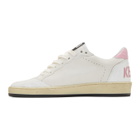Golden Goose White and Pink Ball Star Sneakers