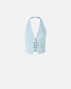 Pinko Short Vest In Technical Fabric With Open Back Crystal Blue