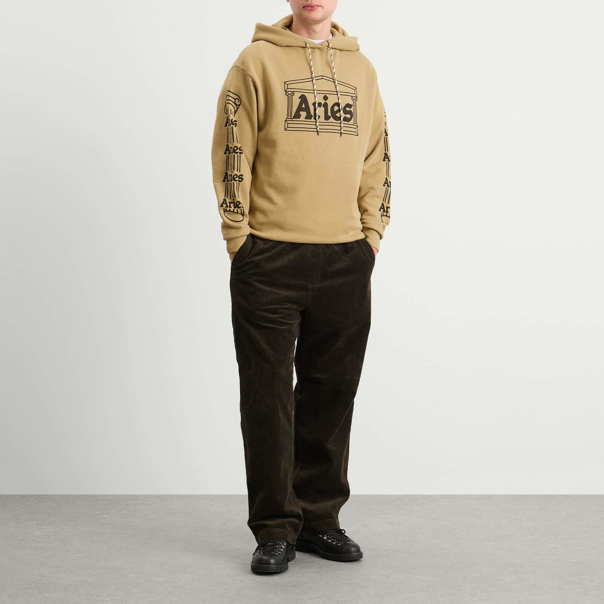 Aries Men's Temple Hoodie in Khaki