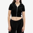Alexander Wang Women's Short Sleeve Crop Logo Hoodie in Black