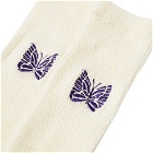 Needles Men's Butterfly Wool Pile Socks in Ivory