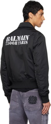 Balmain Black Big Stamp Bomber Jacket