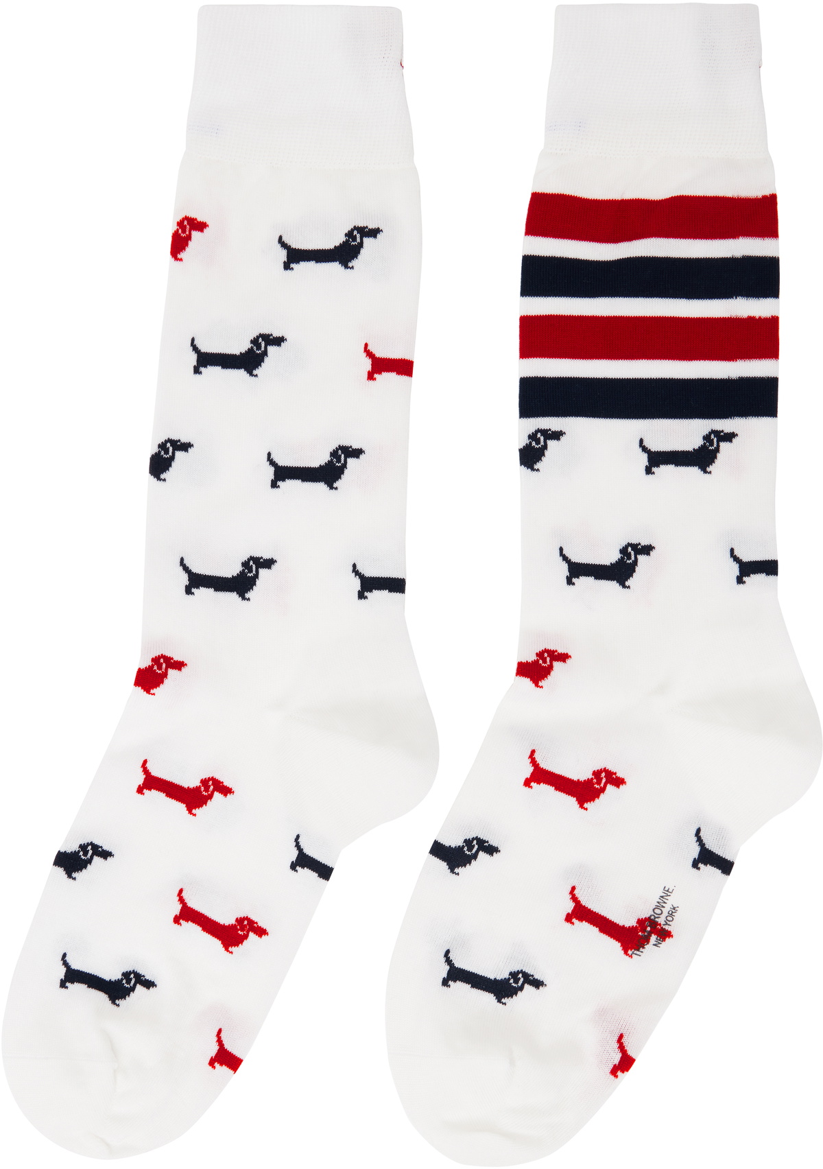 Thom Browne White Cotton 4-Bar Hector Mid Calf Socks