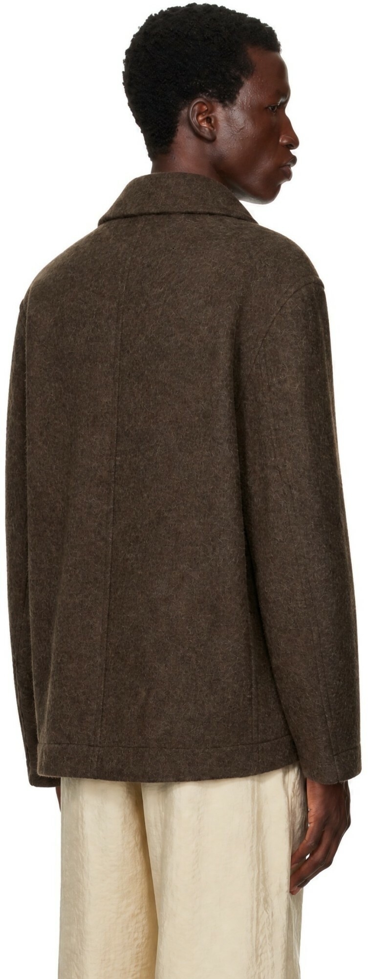 LEMAIRE Brown Short Double-Breasted Coat