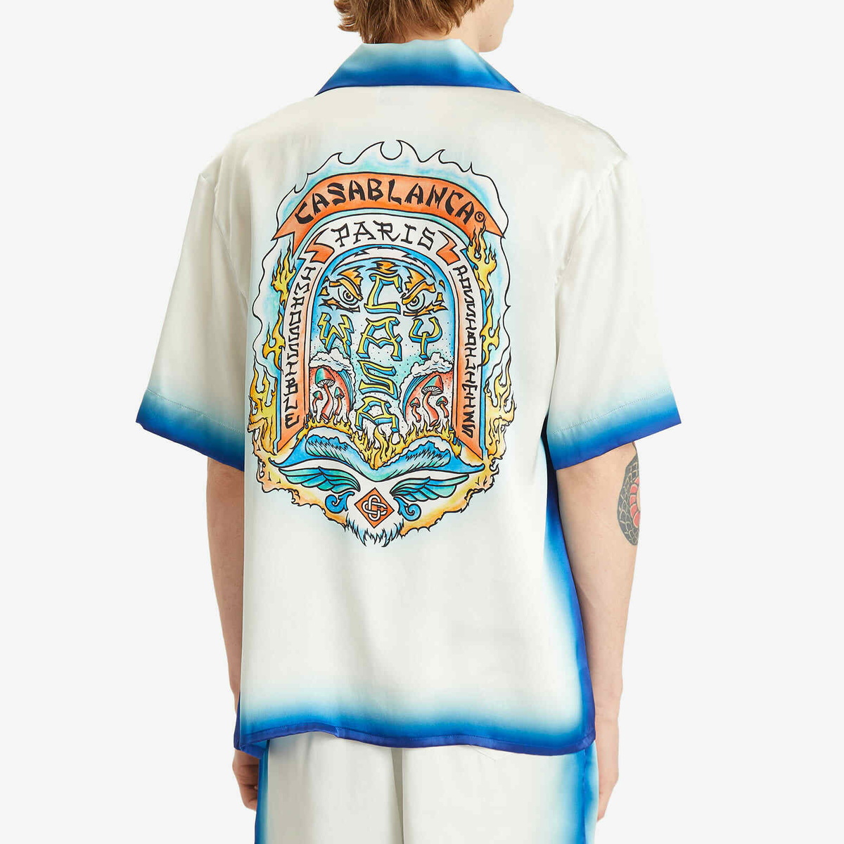 Casablanca Men's Casa Way Skate Vacation Shirt in White/Blue
