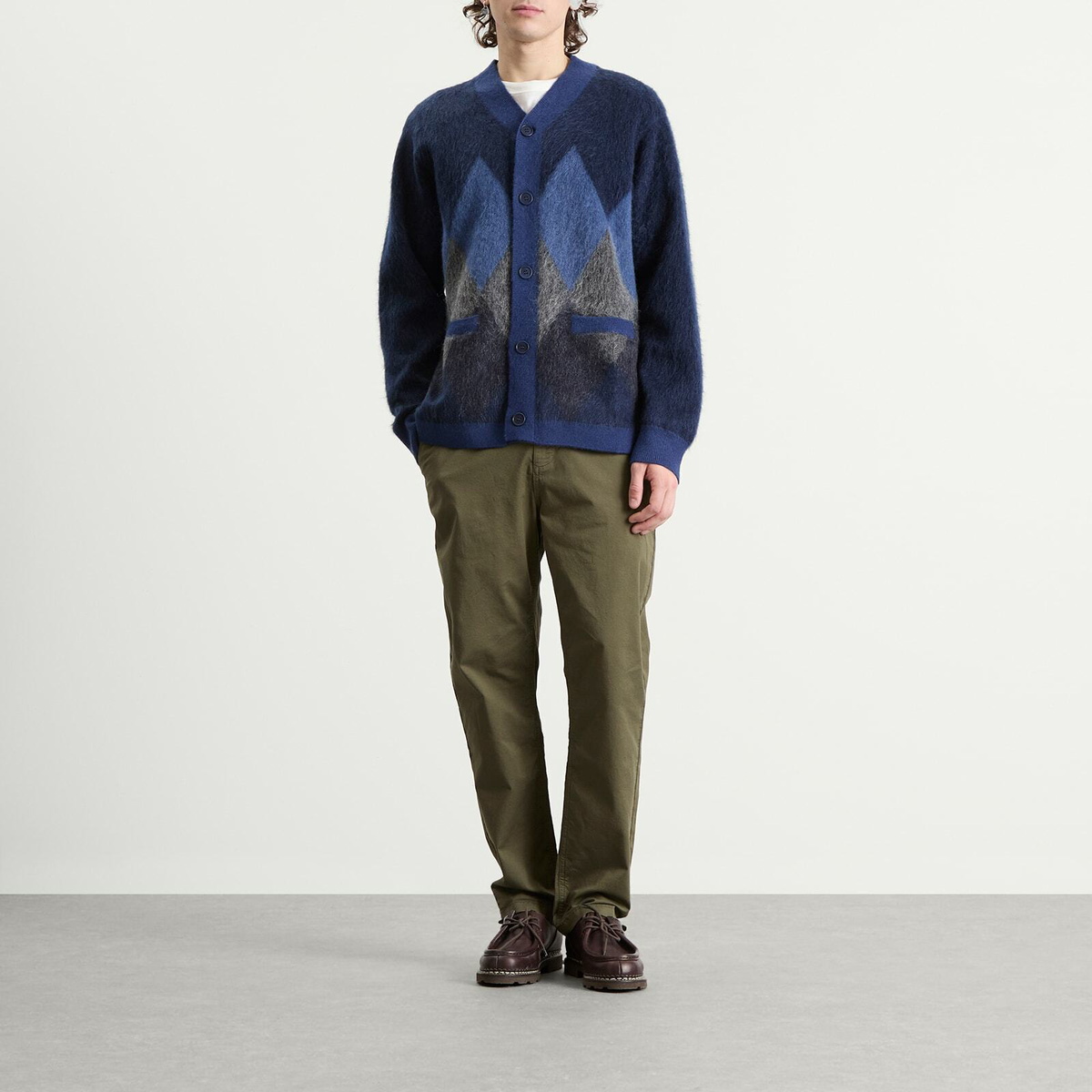 Kestin Men's Muirfield Argyle Cardigan in Navy Mohair