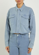 Good American Jeanius Cropped Denim Jacket Light Blue