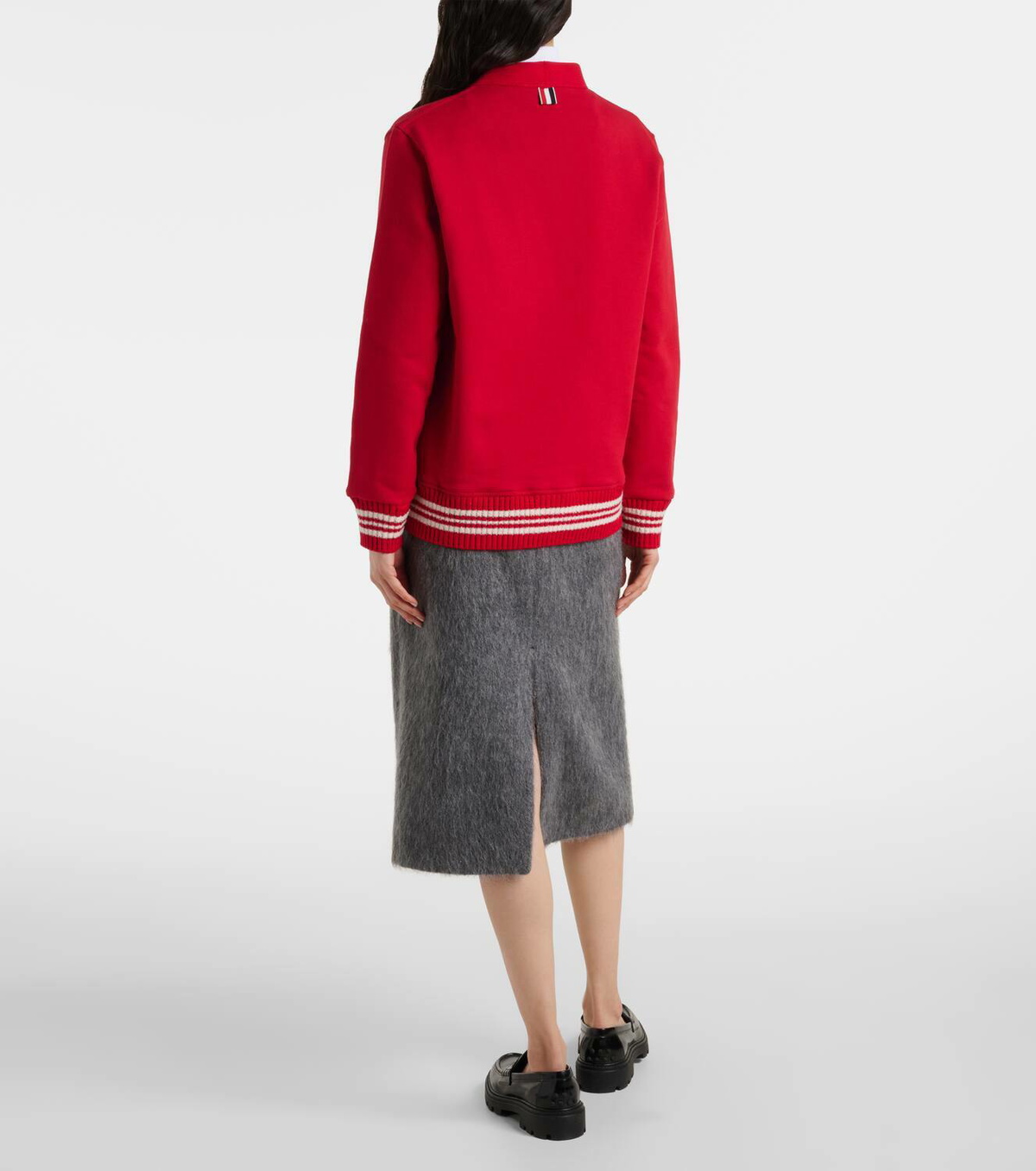 Thom Browne 4-Bar bouclé-trimmed cotton cardigan