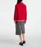 Thom Browne 4-Bar bouclé-trimmed cotton cardigan