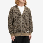 Wacko Maria Men's Leopard Mohair Cardigan in Beige