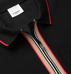 BURBERRY - Contrast-Tipped Cotton-Piqué Half-Zip Polo Shirt - Black