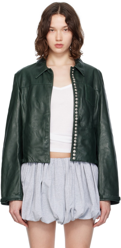 Photo: Paloma Wool Khaki Octavia Leather Jacket