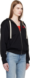 Jil Sander Black Cotton Terry Zip-Up Hoodie