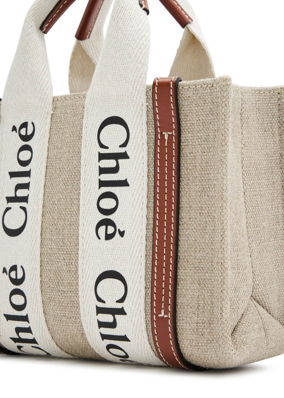 Chloe Woody Mini Canvas Tote - White - One Size
