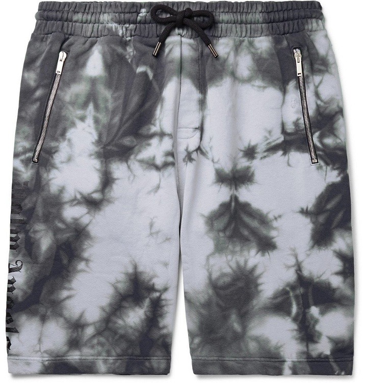 Photo: Palm Angels - Tie-Dyed Loopback Cotton-Jersey Drawstring Shorts - Gray