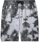 Palm Angels - Tie-Dyed Loopback Cotton-Jersey Drawstring Shorts - Gray