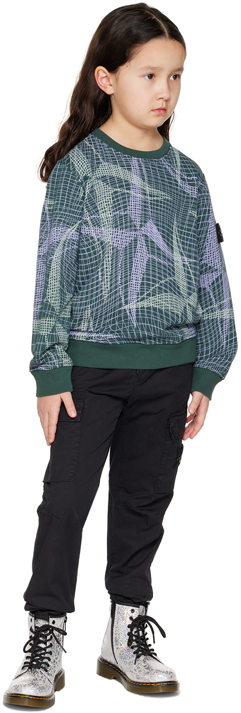 Stone Island Junior Kids Black Patch Cargo Pants