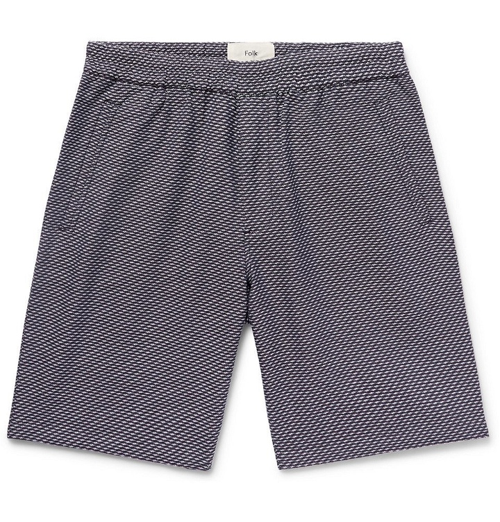 Photo: Folk - Cotton-Jacquard Shorts - Navy