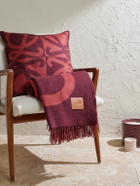 LOEWE - Anagram Leather-Appliquéd Fringed Logo-Jacquard Wool and Cashmere-Blend Blanket