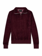 Les Tien - Cotton-Blend Velour Half-Zip Sweatshirt - Burgundy