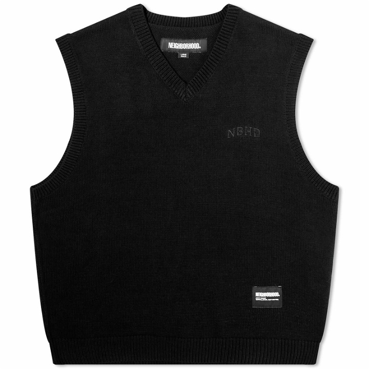 Photo: Neighborhood Men's Plain Knitted Vest in Black