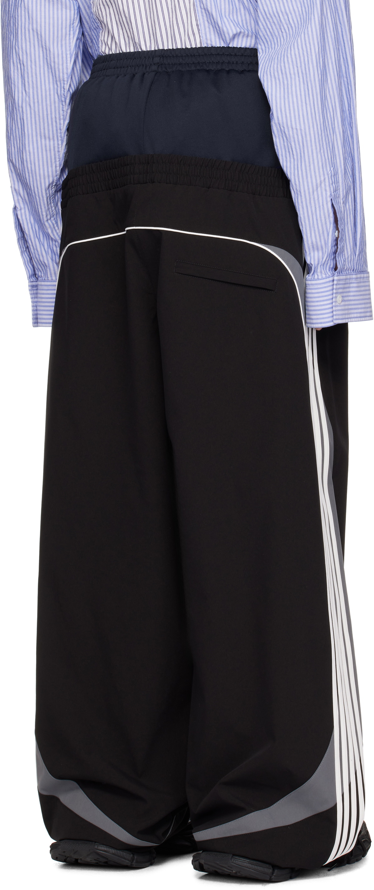 【BALENCIAGA】Striped Cupro Oversized Trousers ブラック Balenciaga Black Side Stripe Rental Tuxedo Pants, Size Small