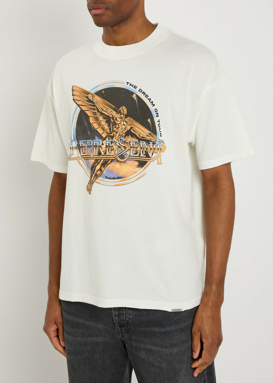 Represent Golden Tour Logo Cotton T-shirt White