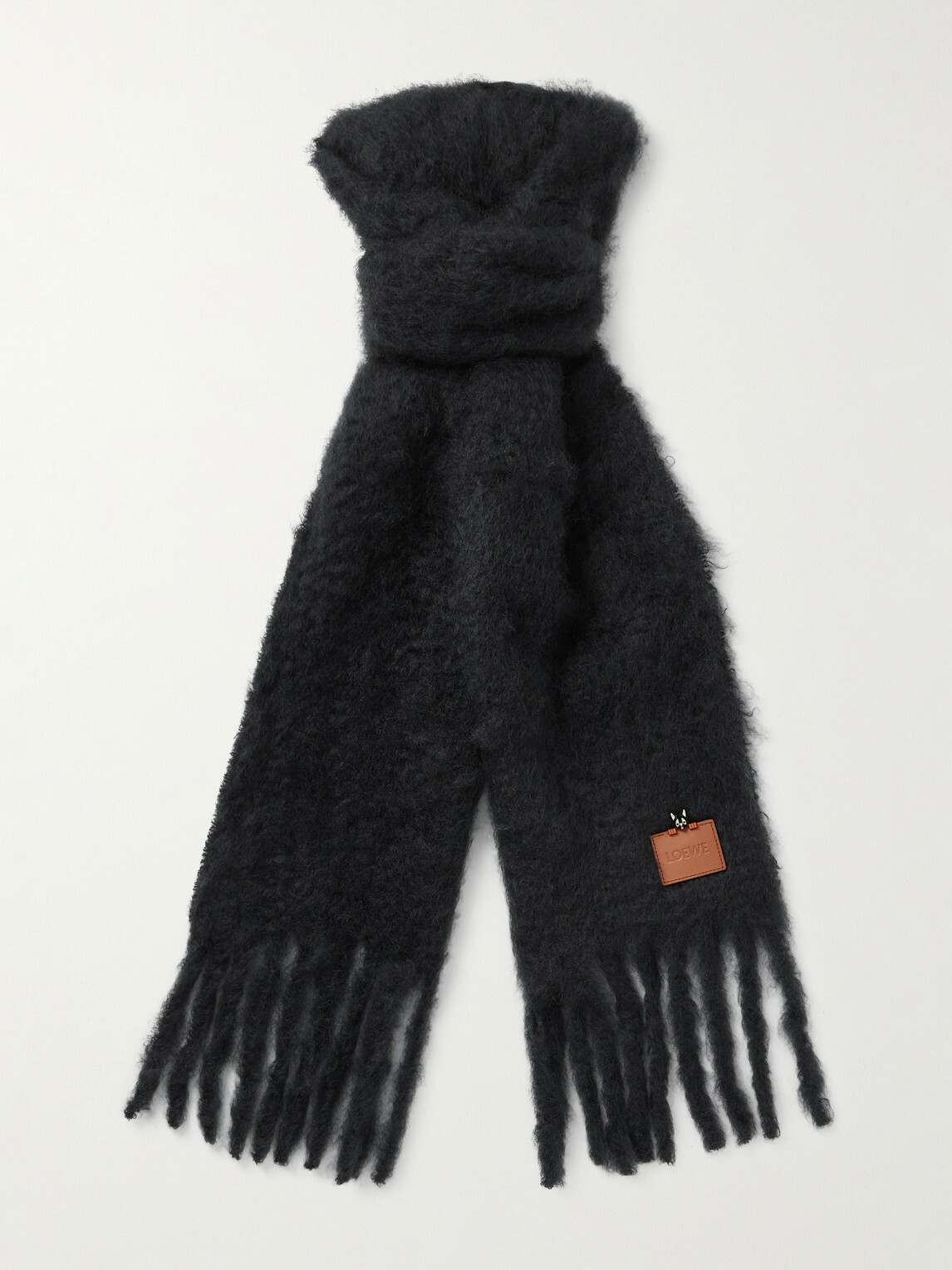LOEWE - Logo-Appliquéd Fringed Mohair and Wool-Blend Scarf