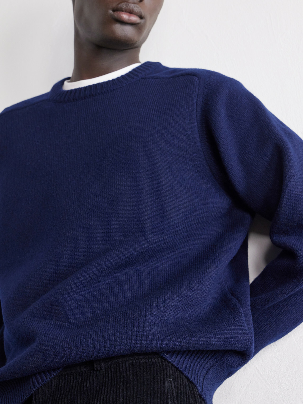 A.PRESSE - Paneled Wool Sweater - Blue