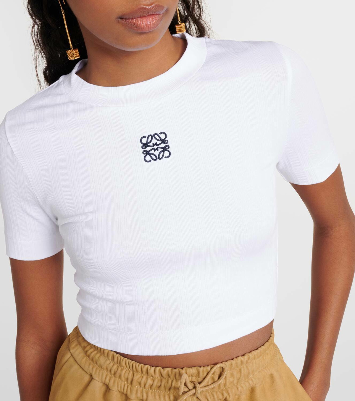 LOEWE＊Cropped top コットン クロップドTシャツ＊送料込 ロエベ LOEWE クロップド Tシャツ グレー (コットン) XSサイズ