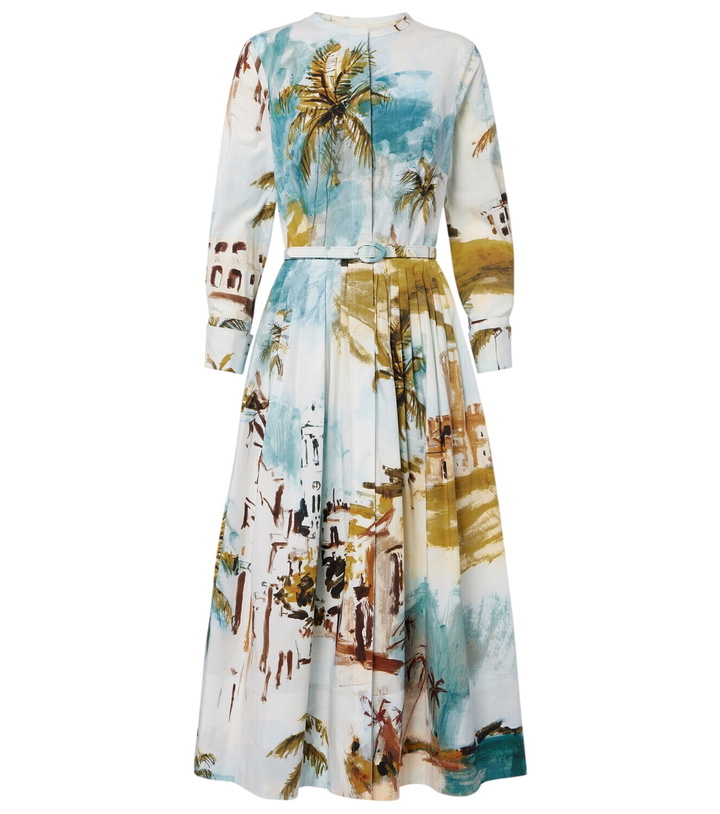 Photo: Oscar de la Renta Pleated printed cotton-blend cocktail dress