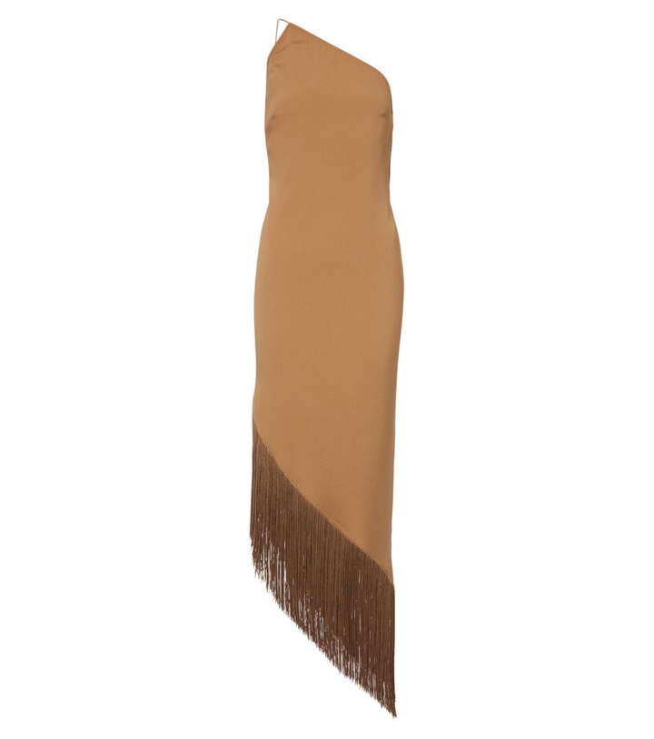 Photo: Taller Marmo Antelope fringe-trimmed asymmetric midi dress