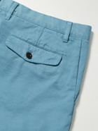 Mr P. - Garment-Dyed Cotton-Twill Shorts - Blue