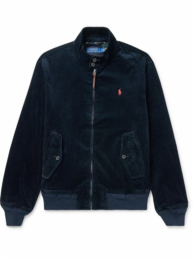 Photo: Polo Ralph Lauren - Slim-Fit Logo-Embroidered Cotton-Corduroy Bomber Jacket - Blue
