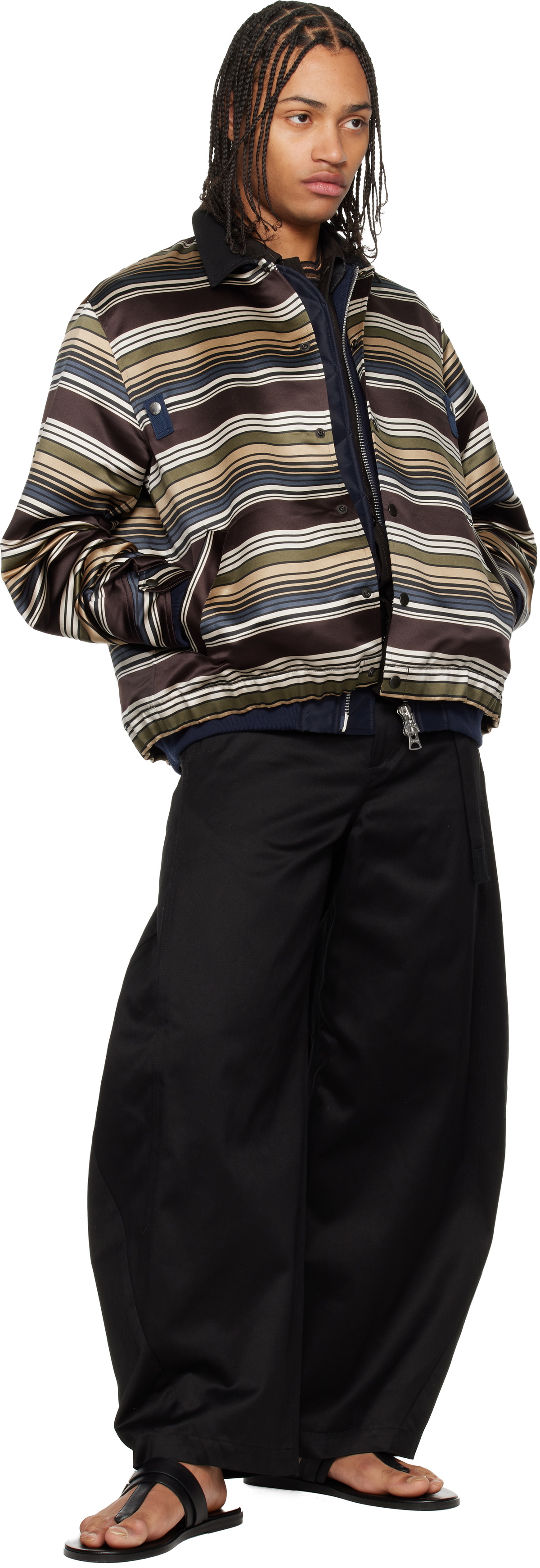 ジャケット・アウター sacai stripe blouson 24-03339M sacai 24-03339M ストライプブルゾン サイズ2 24-03339M-11-11-pc2-m