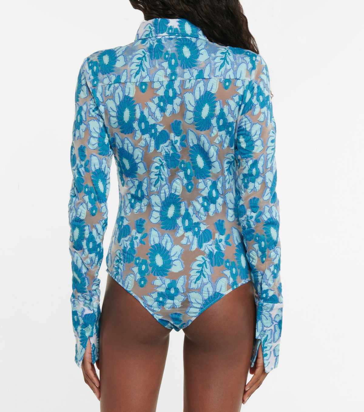 Photographic Floral Asymmetrical Jersey Bodysuit