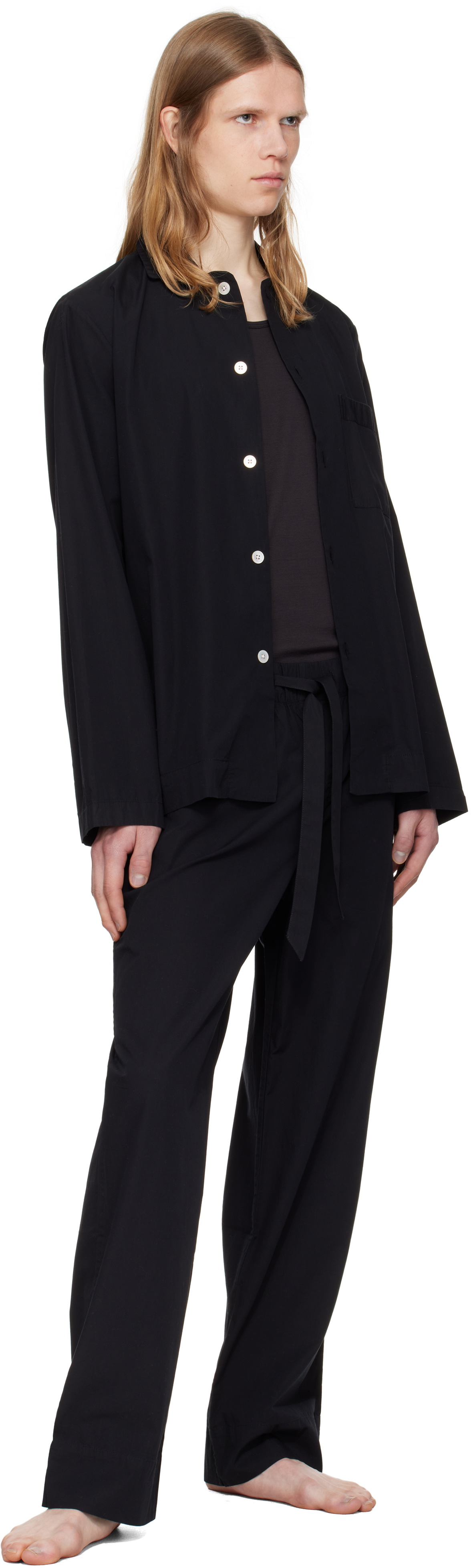 Tekla Black Poplin Pyjama Pants