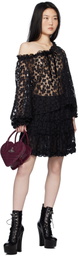 Anna Sui Black Shadow Blossom Tiered Petticoat Miniskirt