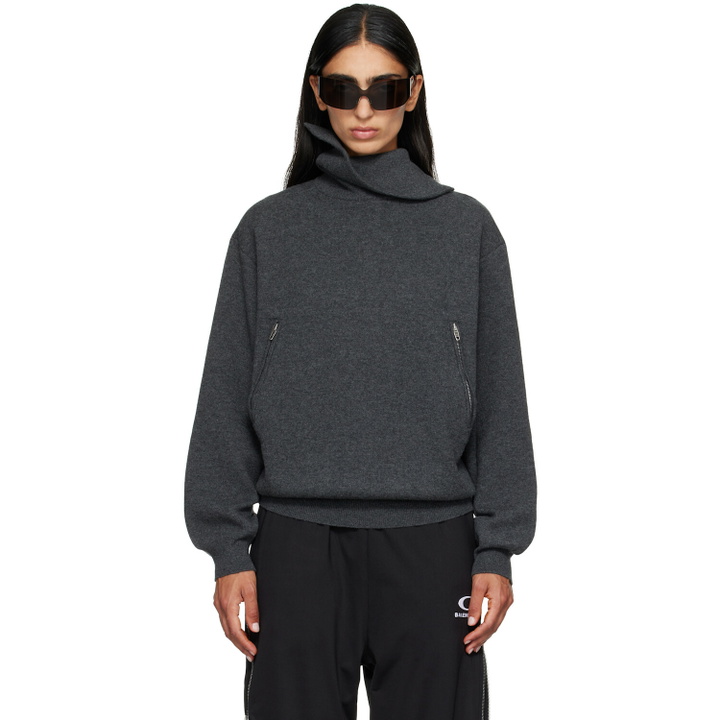 Photo: Balenciaga Gray Back-To-Front Turtleneck