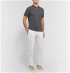 Brunello Cucinelli - Slim-Fit Tapered Stripe-Trimmed Melangé Cotton-Blend Jersey Sweatpants - Gray