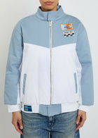 AN-Y1 Formula Appliquéd Padded Cotton Bomber Jacket Blue And White