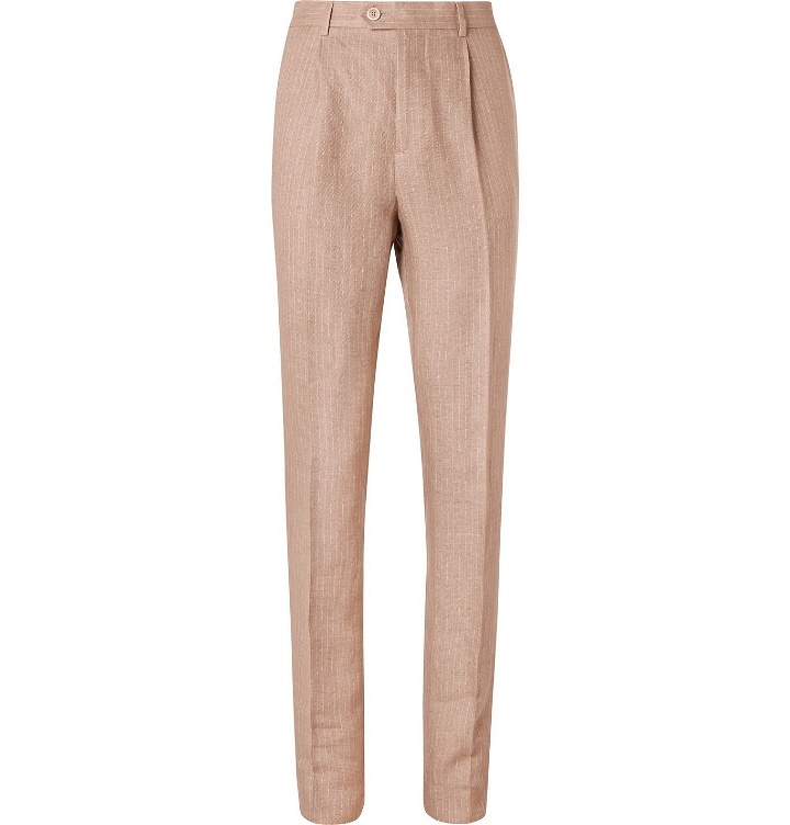 Photo: Brunello Cucinelli - Pinstriped Linen Suit Trousers - Neutrals