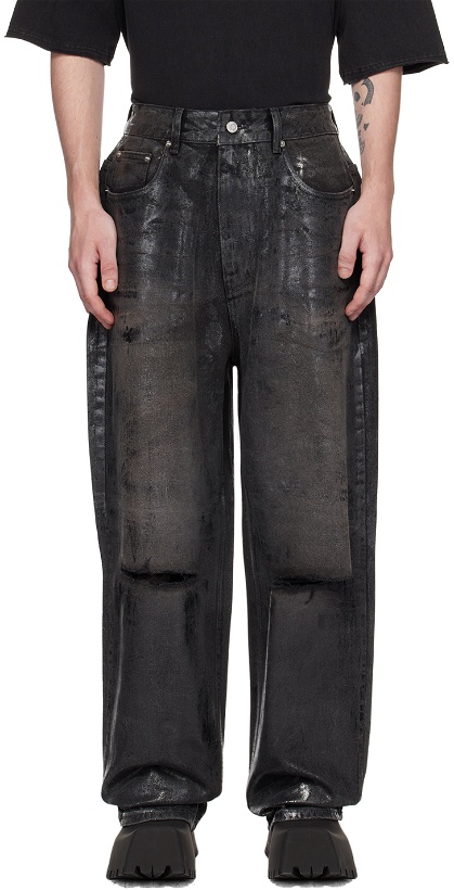 Photo: We11done Black Foil Coated Jeans