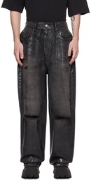 We11done Black Foil Coated Jeans