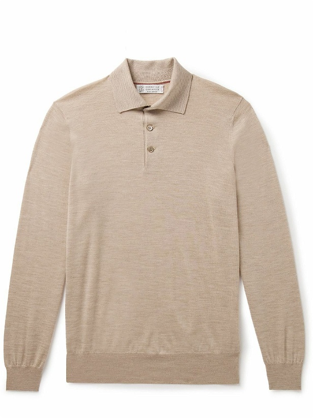 Photo: Brunello Cucinelli - Virgin Wool And Cashmere-Blend Polo Sweater - Neutrals